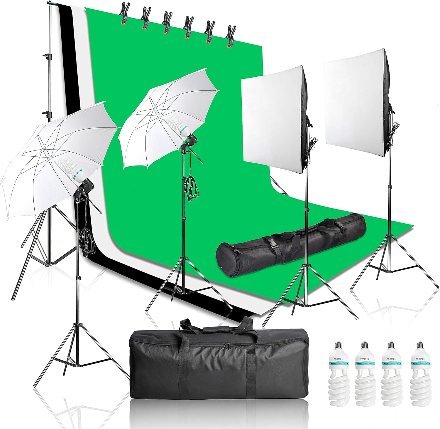 EMART 2000W Photography Video Studio Lighting Kit, Softbox Umbrella Continuous Photo Lighting, 8.5 x 10 Feet Backdrop Stand Support System, 3 Muslin Backdrops
