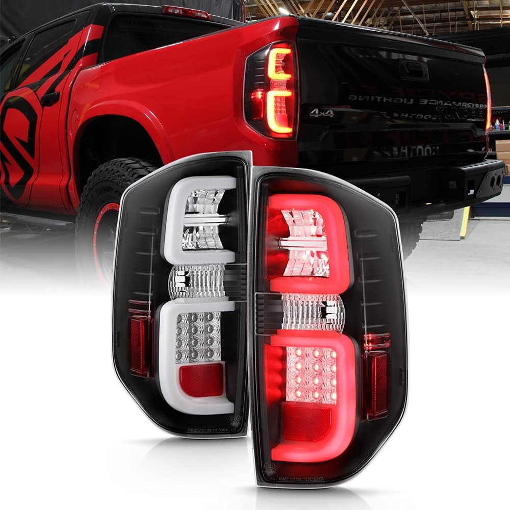 ACANII - For 2014-2019 Toyota Tundra Truck Black Lumileds LED Tube Tail Lights Brake Lamps Left+Right Assembly