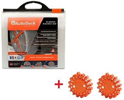 AUTOSOCK AS695 Traction Wheel and Tire Cover for Ice & Snow Easy Install Tire Chain Alternative with 2 Emergency Safety Flare