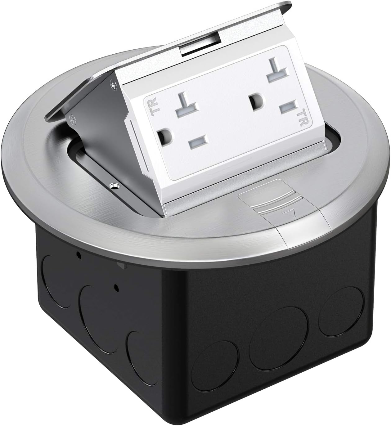 WEBANG Pop Up Floor Outlet Covers Box with 20 Amp Stainless Steel TR Receptacle Outlet (Silver) Pack of 2