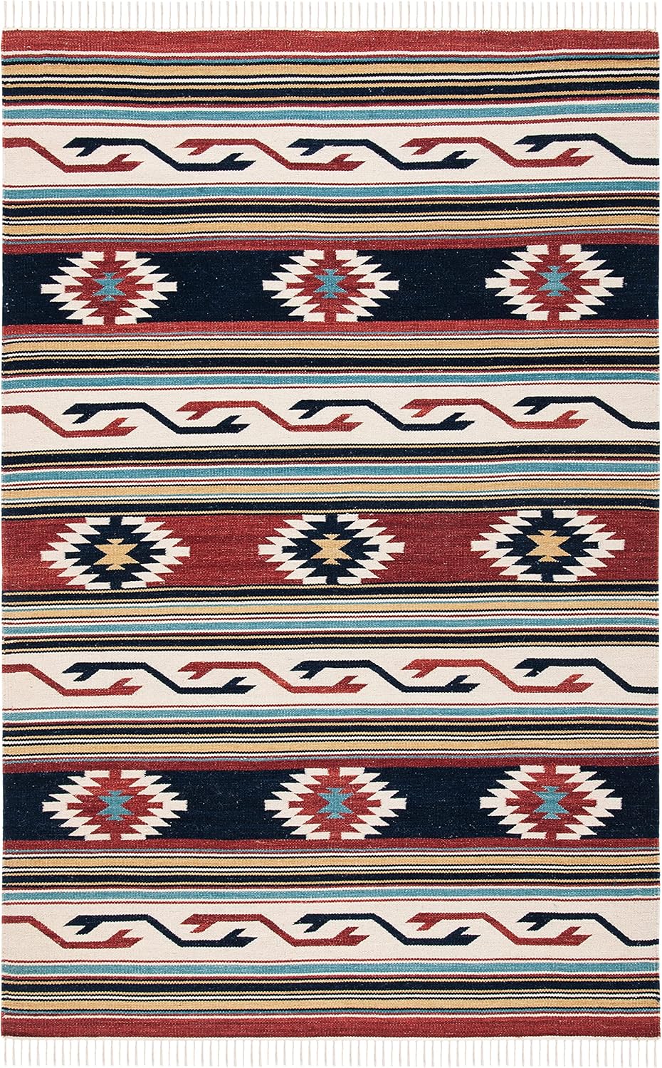 SAFAVIEH Kilim Collection KLM711A Handmade Flatweave Premium Wool Entryway Living Room Foyer Bedroom Accent Area Rug 4' x 6' Ivory/Rust