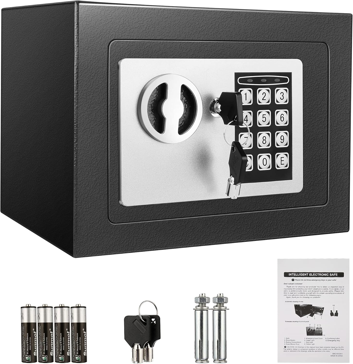 Fireproof Home Digital Security Safe Box Wall with Lock for Jewellery Money Valuables (Black) Pack of 2