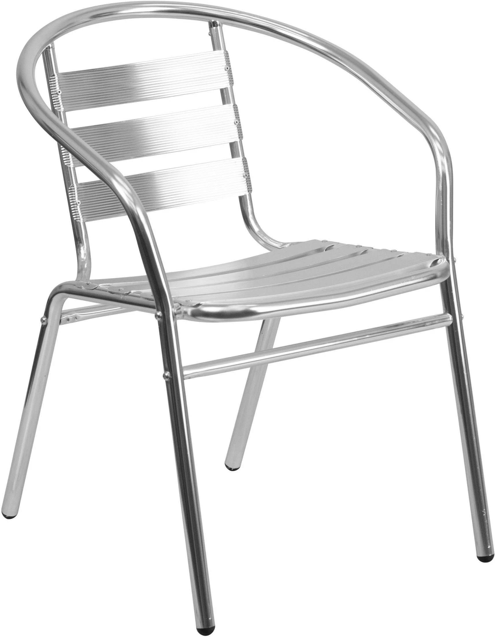 Flash Furniture Aluminum Commercial Indoor-Outdoor Restaurant Stack Chair with Triple Slat Back