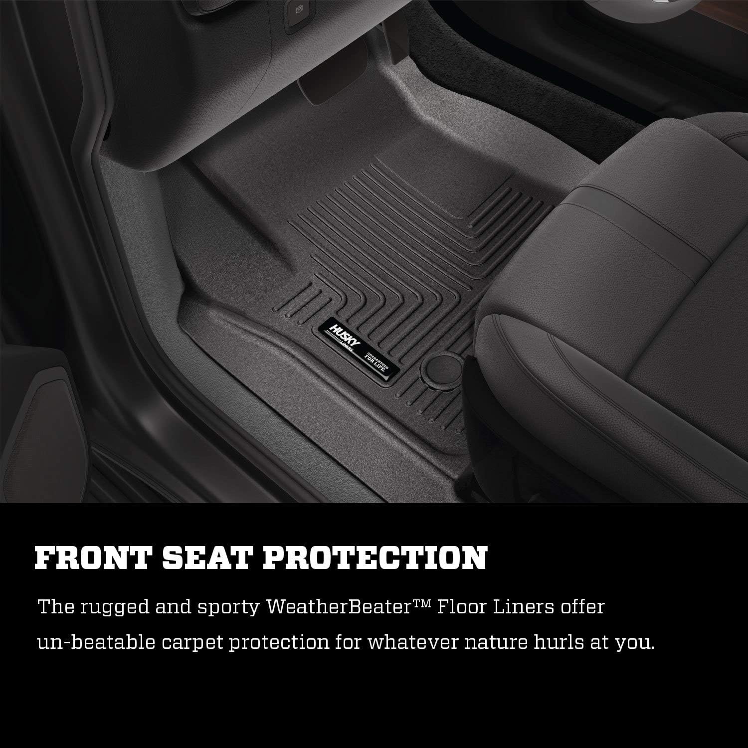 Husky Liners Weatherbeater Series | 2nd Seat Floor Liner - Black | 19691 | Fits 2014-2019 Ford Transit Connect Mini Passenger Van w/ 2nd Row Bench Seats 1 Pcs