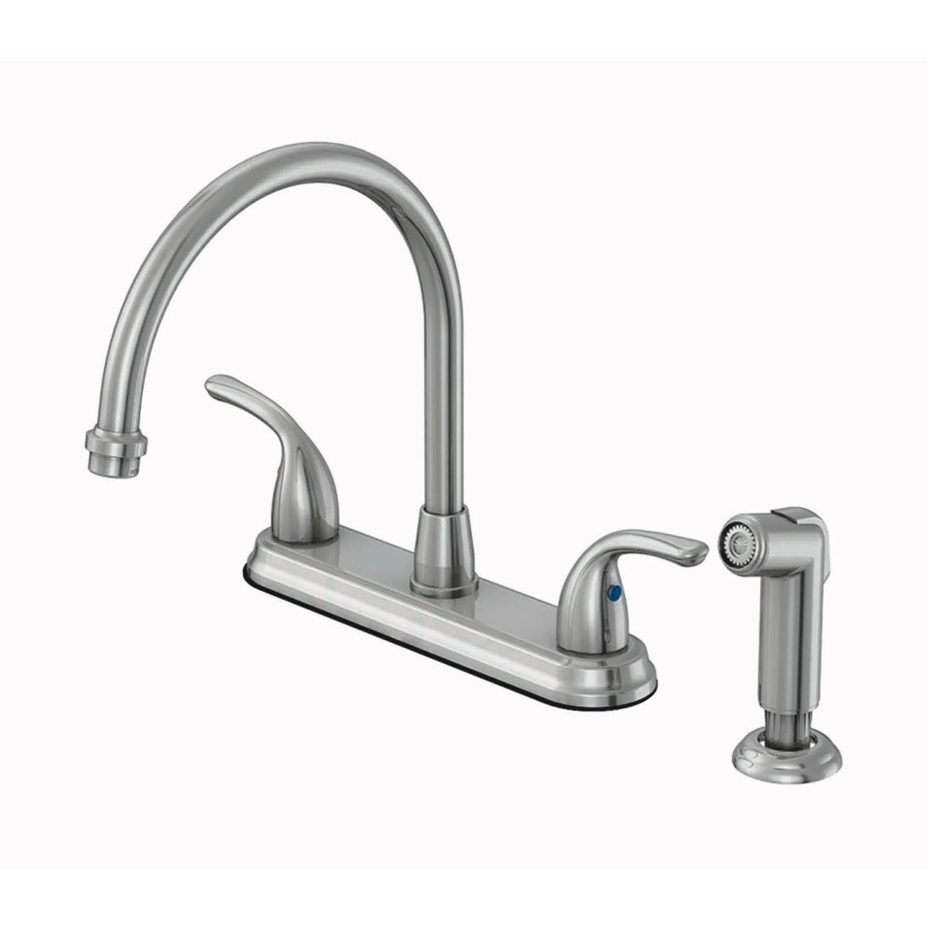 Oakbrook F8FA0001ND-ACA1 Pacifica Series Brushed Nickel Two Handle Kitchen Faucet Side Spray