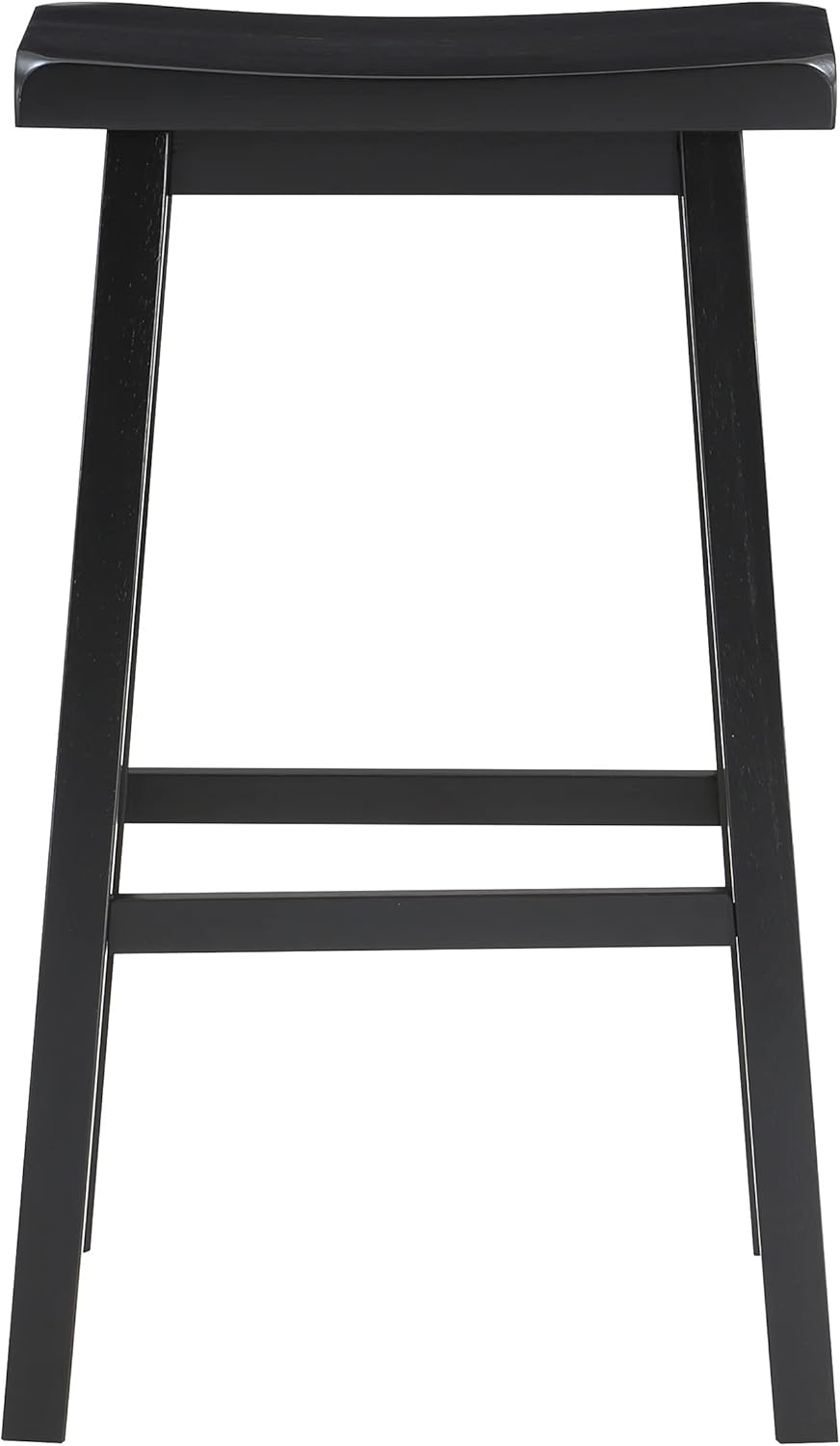 OSP Home Furnishings Tulsa 29 Inch Solid Wood Saddle Bar Stool 2-Pack, Black