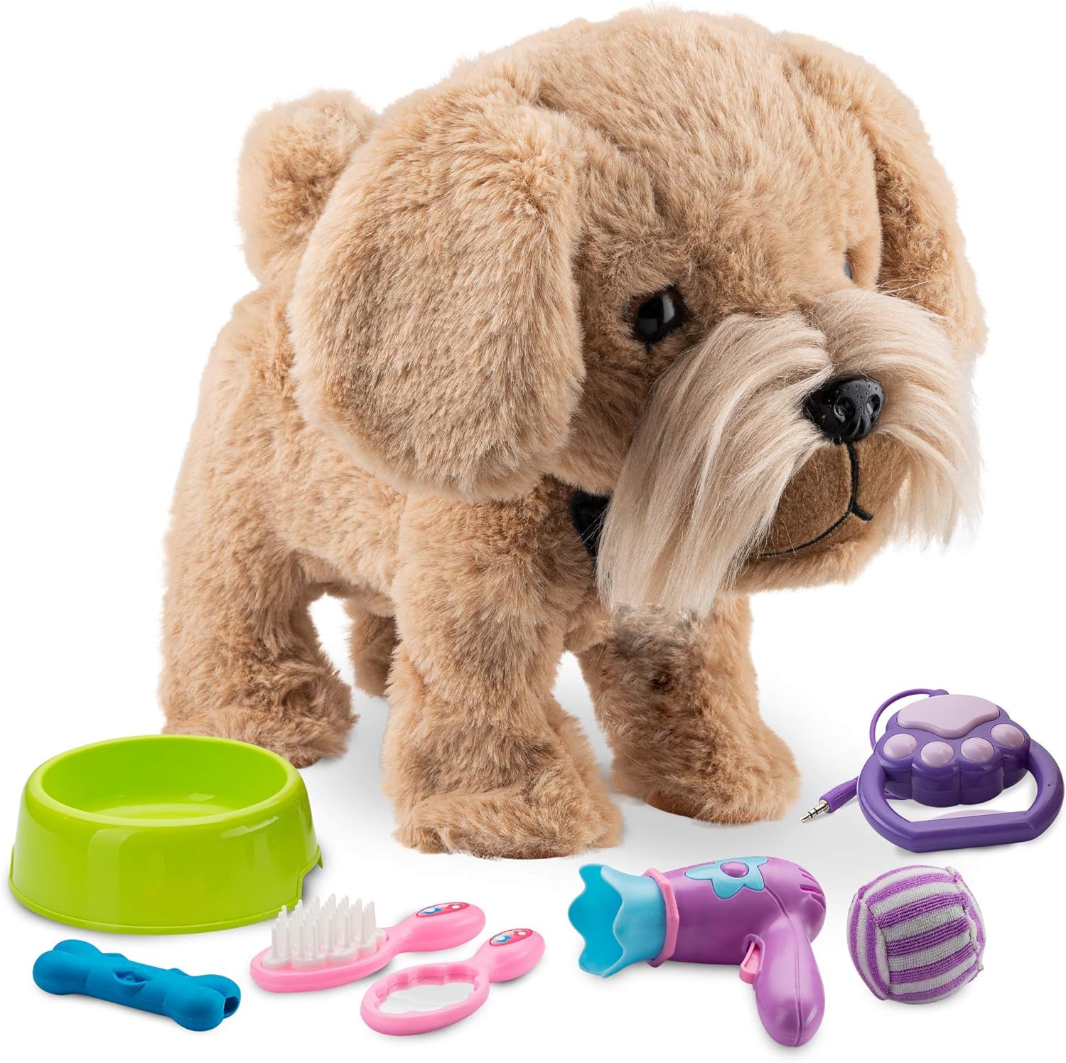 Greenbo Toy Dog Remote Control Barking and Walking Dog Toy for Kids with Leash Includes Interactive Toy Puppy Accessories Great Gift Dogs for Girls Boys