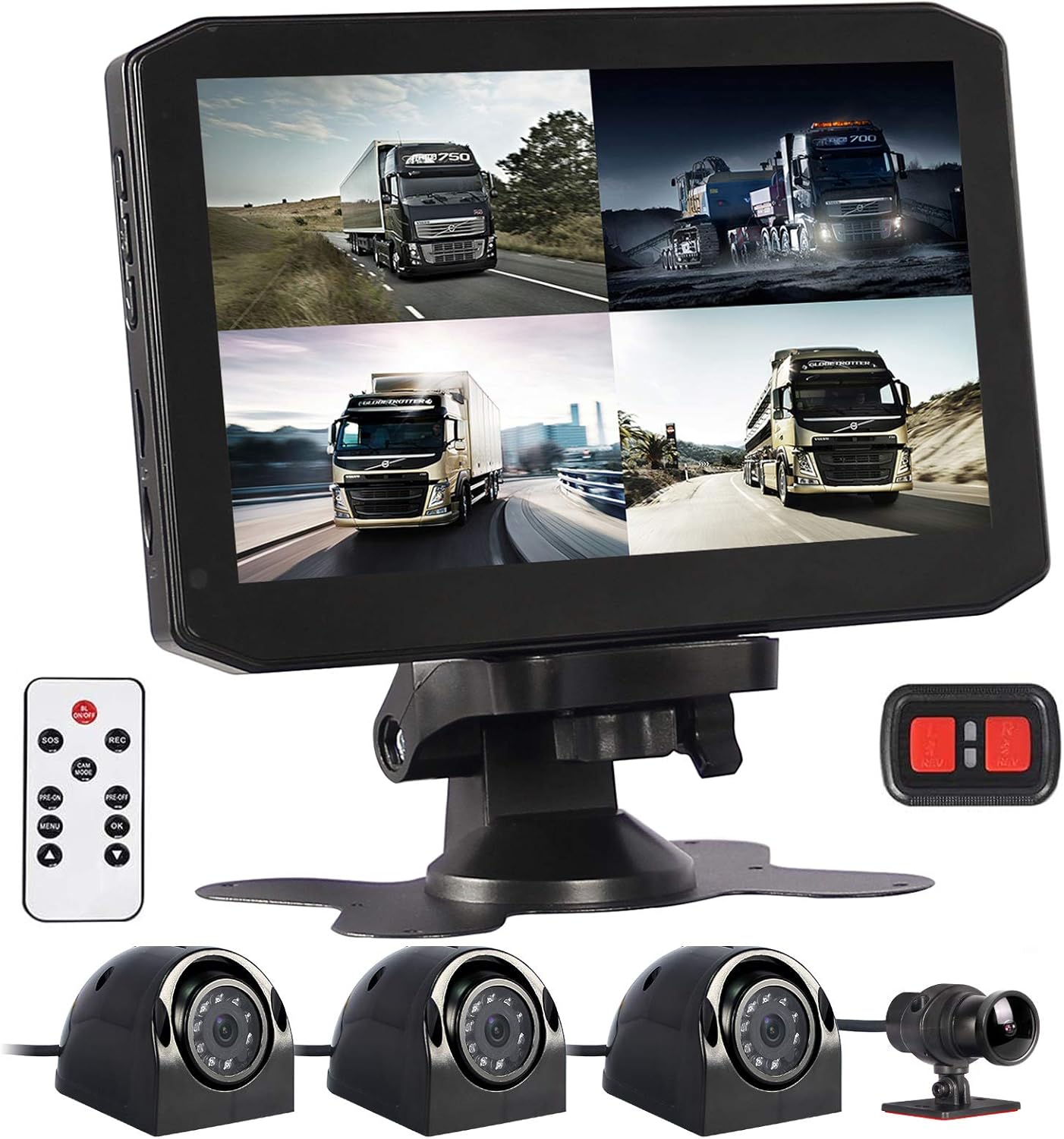 VSYSTO 4CH Truck Dash Camera System DVR Recorder Waterproof Backup Camera Front&Sides&Rear VGA for Truck Tractor Semi Trailer Van 7.0