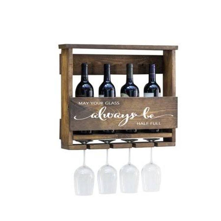 Bernon Always Be 5 Bottle Wall Mounted Wine Bottle and Glass Rack Winston Porter Finish: Walnut