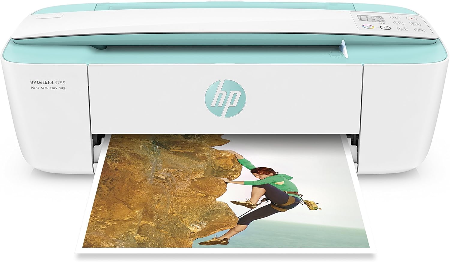 HP DeskJet 3755 Compact All-in-One Wireless Printer with Mobile Printing, HP Instant Ink & Amazon Dash Replenishment ready - Blue Accent (J9V90A) (Renewed)