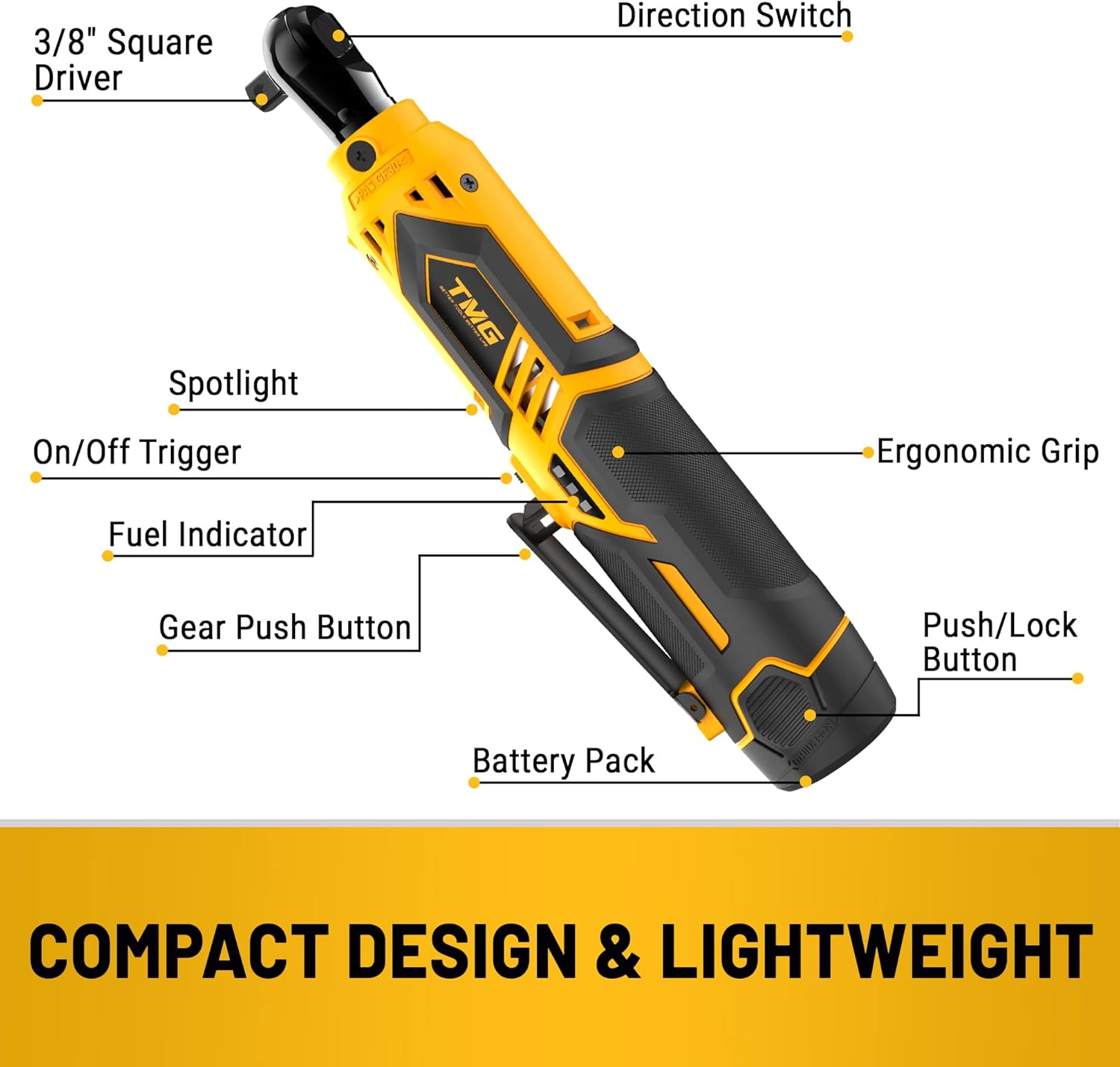 Cordless Electric Ratchet Wrench Set, 3/8