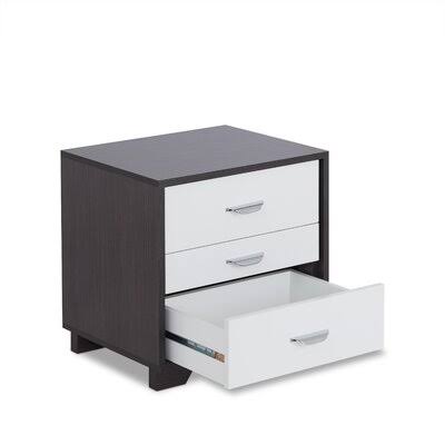 3 - Drawer Nightstand in White/Black Latitude Run