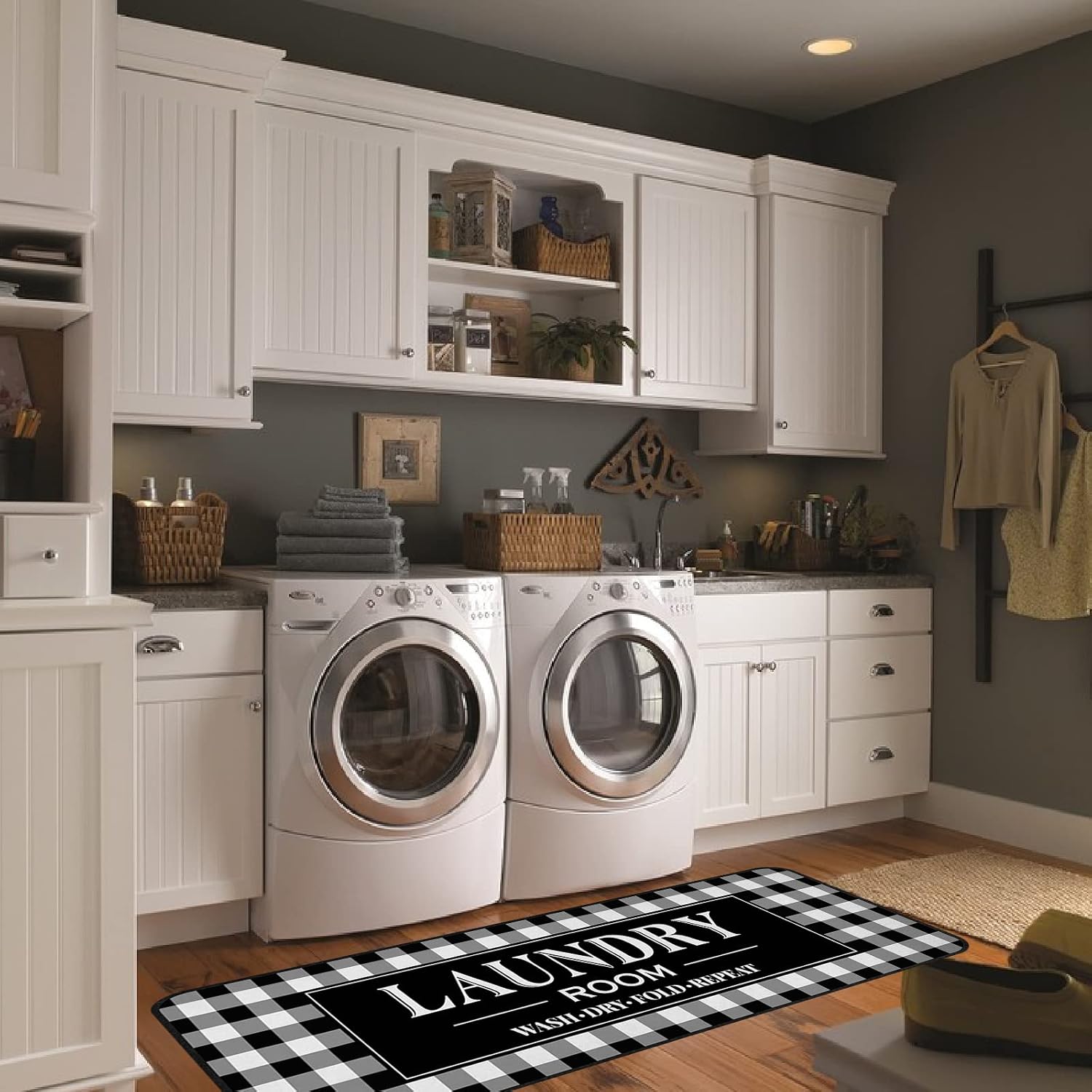 Laundry Room Rug Runner Non Slip Laundry Mats Mudroom Runner Farmhouse Kitchen Floor Mat Bathroom Buffalo Plaid Laundry Room Decor Accessories 2' X 6'