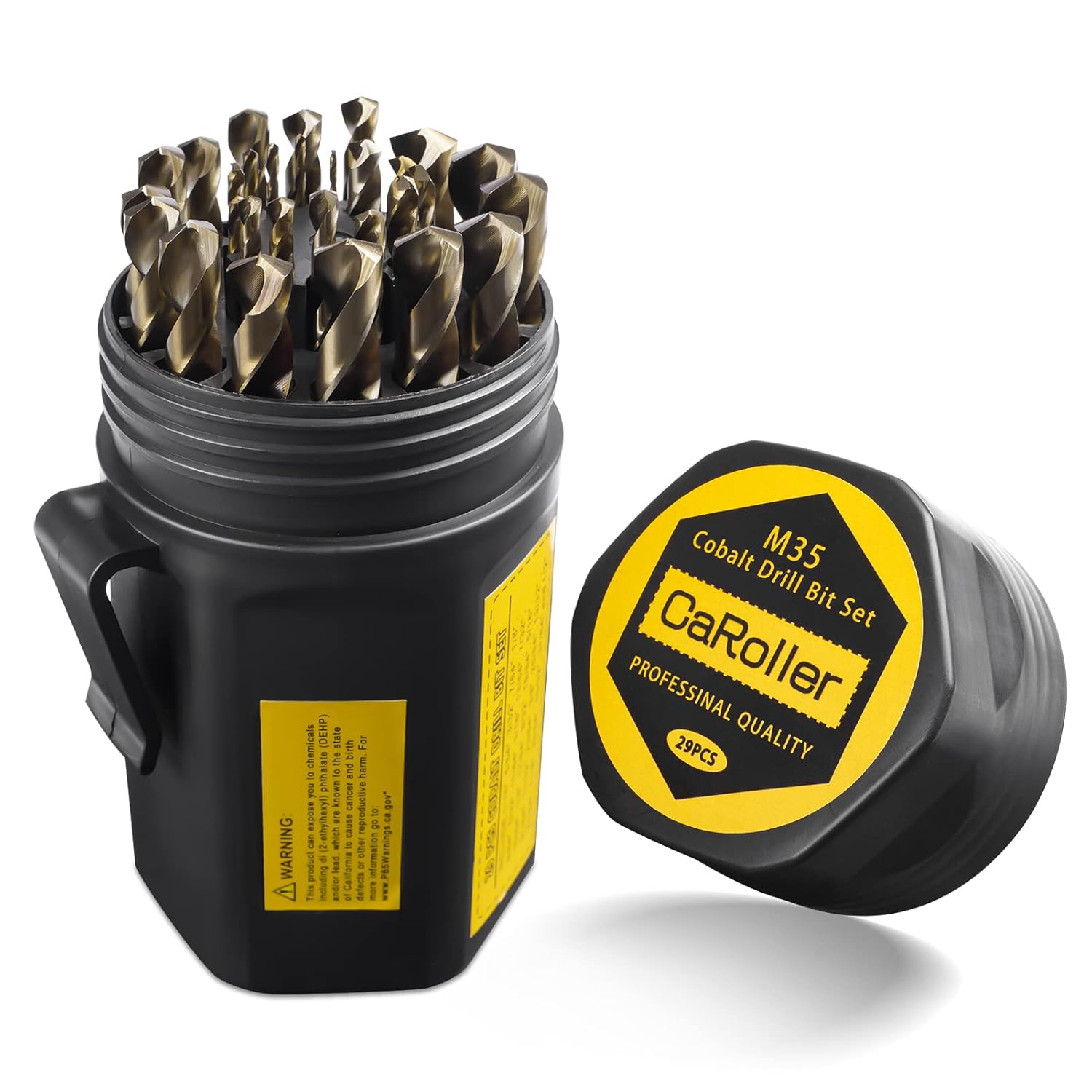 CaRoller Drill Bit Set 29-Piece M35 Cobalt Steel Metal Drill Bits Durable Round Shank Drill Sets for Steel, Wood Plastic Sheet Metal &ndash; Includes Practical Cup-Type Holder