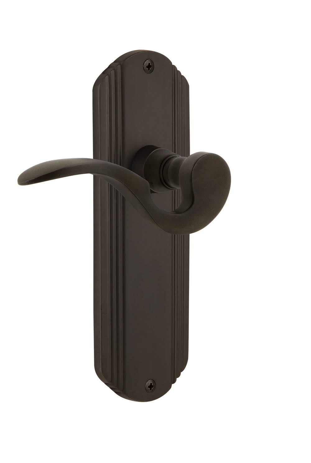 Nostalgic Warehouse DECMAN_PRV_234_NK Manor Privacy Door Lever Set with Deco Ros Oil-Rubbed Bronze