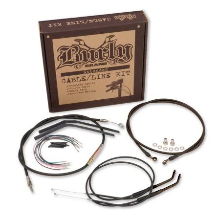 Burly Brand B30-1011 Extended Cable/Brake Line Kit for 14in. Ape Handlebars - Black Vinyl