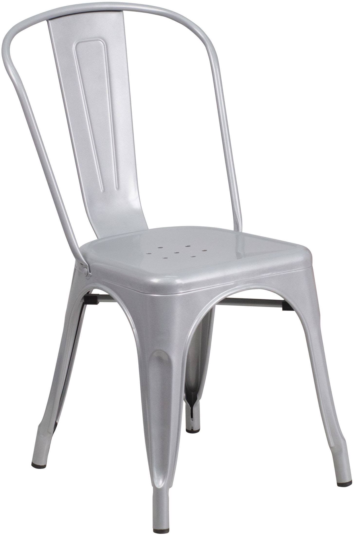Flash Furniture Metal Indoor-Outdoor Stackable Chair - Silver