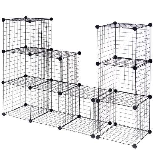 DIY 12 Cube Grid Wire Cube Shelves Black