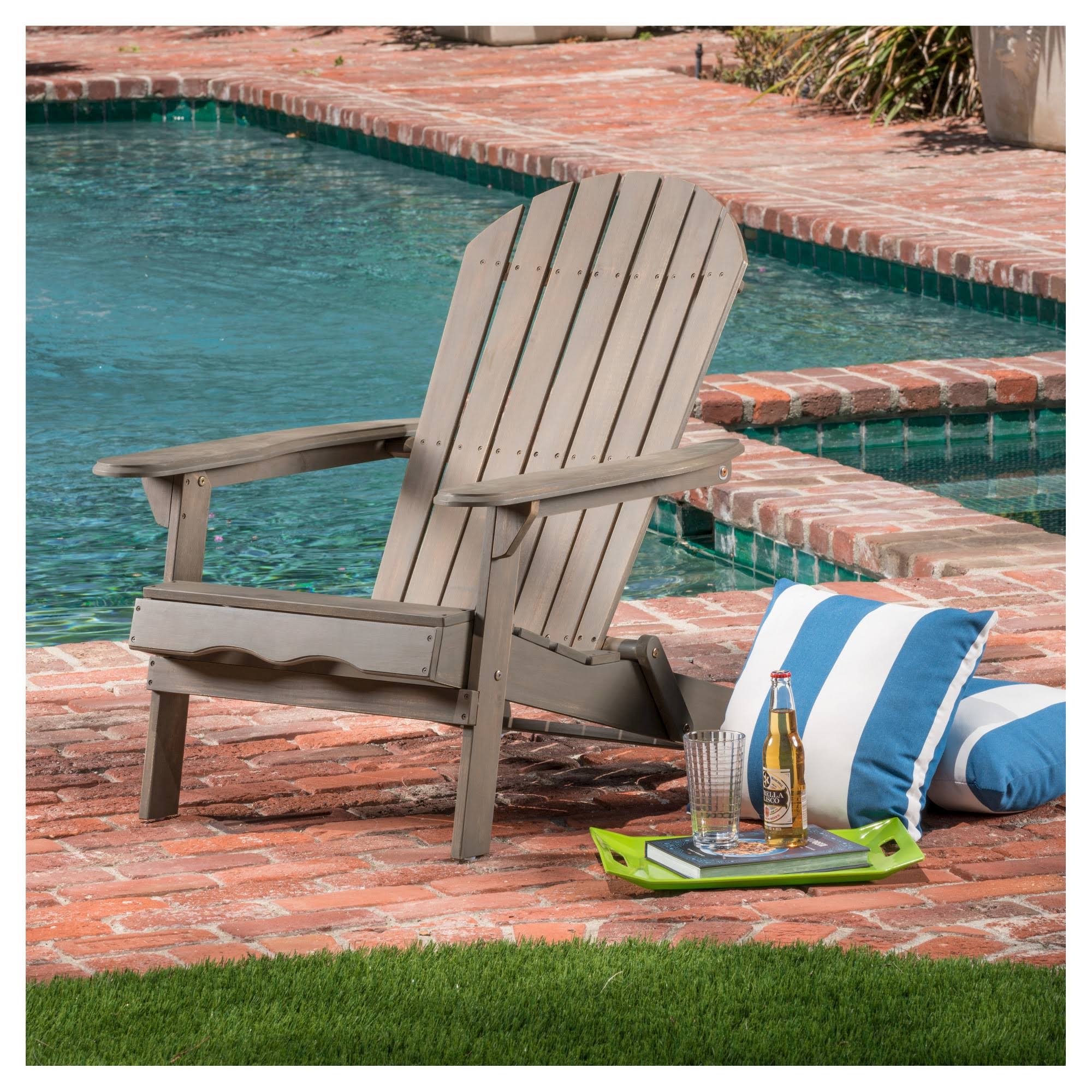 Hanlee Folding Wood Adirondack Chair - Gray Finish - Christopher Knight Home
