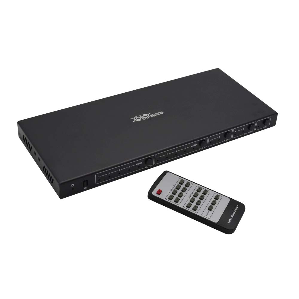 XOLORspace 46421S 4X2 4K 60HZ 4:4:4 HDR HDMI Matrix Switcher HDCP2.2 with downscaler Audio Extractor/ARC