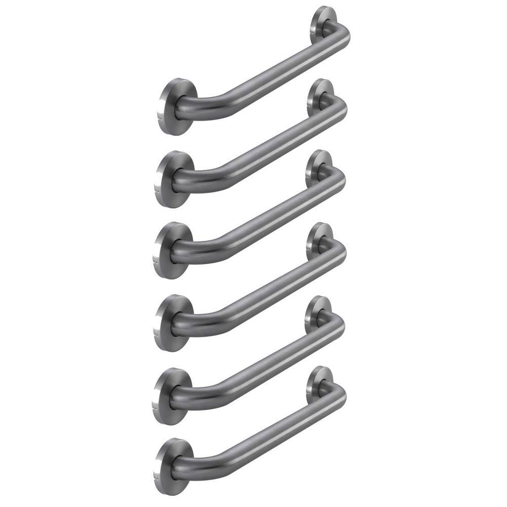 Glacier Bay 18 in. x 1-1/4 in. Concealed Screw Grab Bar Combo in Brushed Stainless Steel (6-Pack)