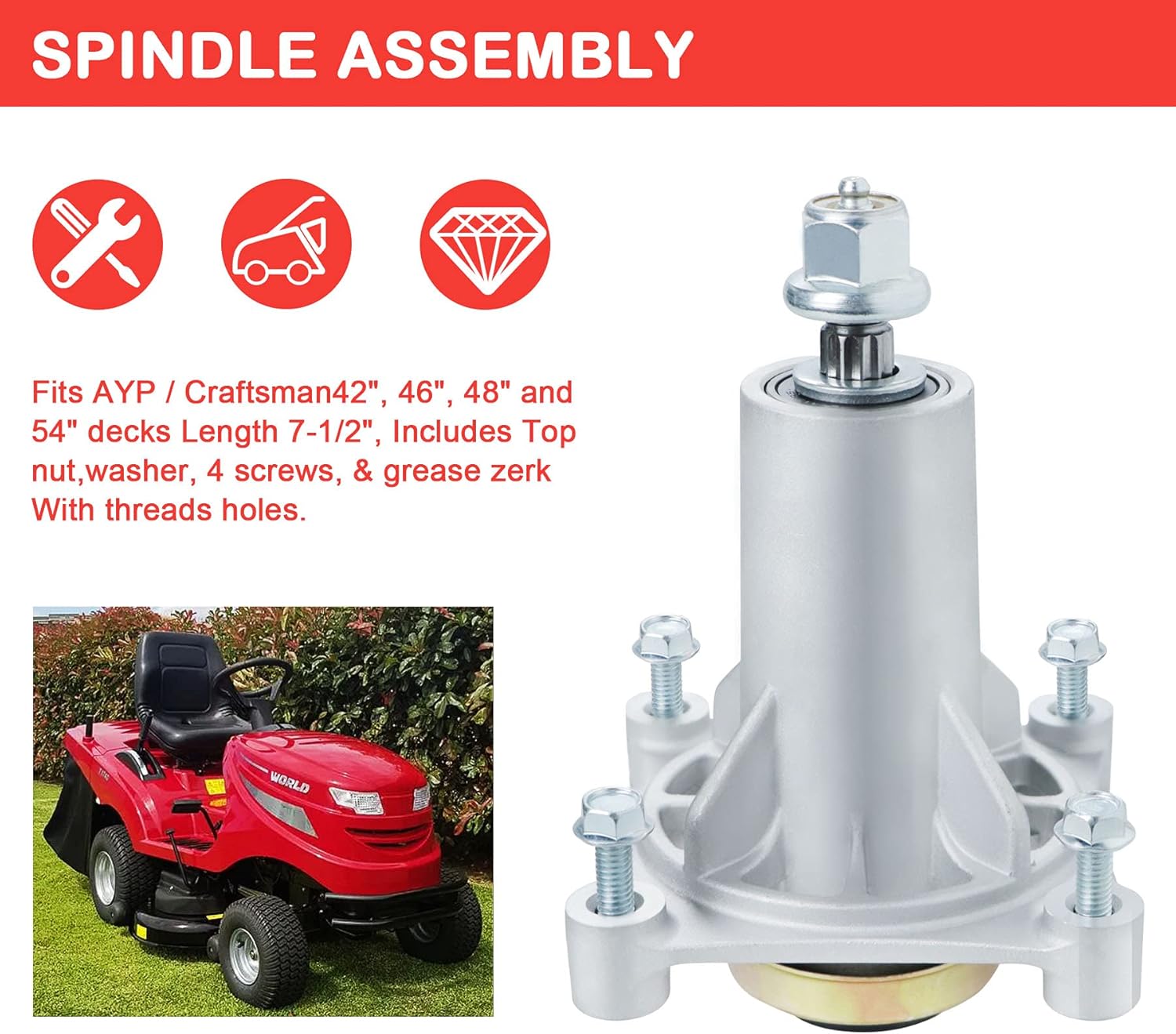 Magorfas 2 Pack 187292 192870 Deck Spindle Assembly with Pulley Replaces 532192870 532187292 Pulley 195945 197473 532195945 Fits AYP 42