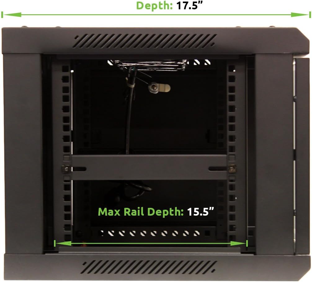 NavePoint 6U Wall Mount Network Server 19 Inch IT Cabinet Rack Enclosure Glass Door Lock
