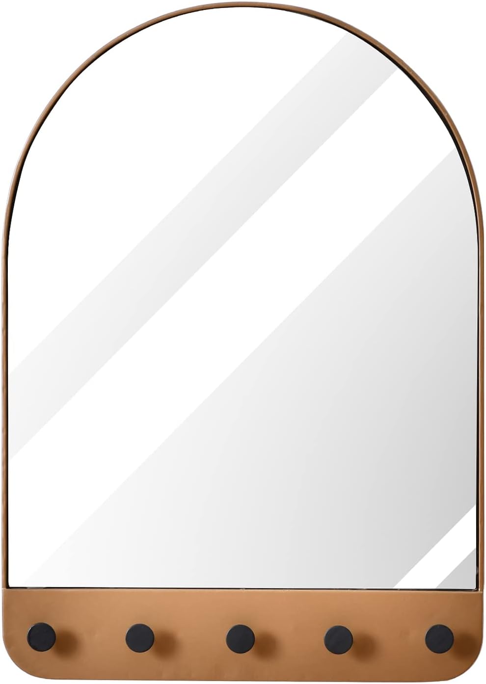 Arched Wall Mirror 25x36 inch, Black Wall Mounted Arched Mirror with Hooks, Arch Top Metal Frame Wall Decor for Bathroom, Living Room, Bedroom, Entryway, Vanity, Hallway SY-7698B