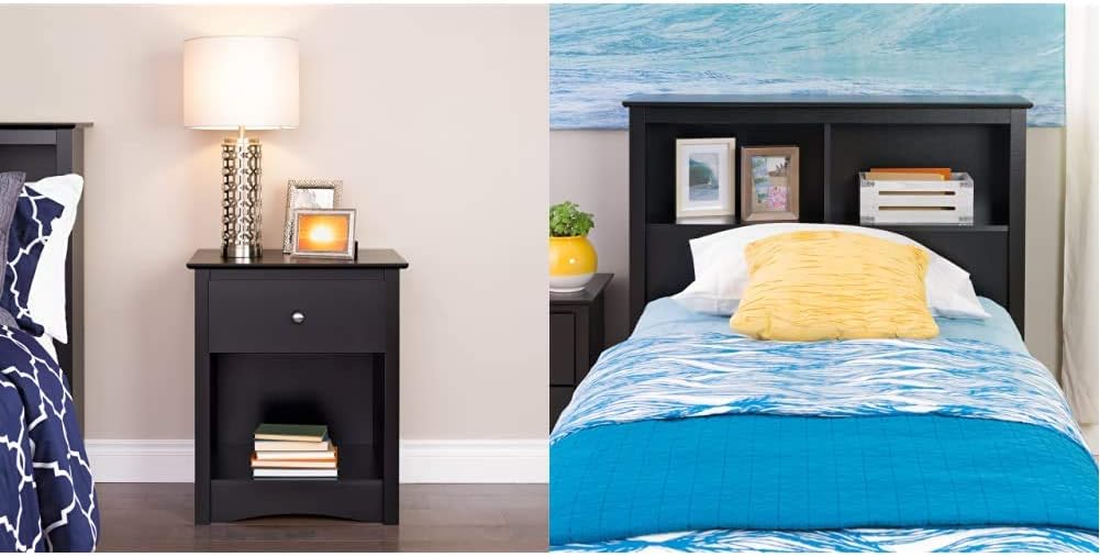 Prepac Salt Spring 3-Drawer Tall Nightstand, Drifted Gray