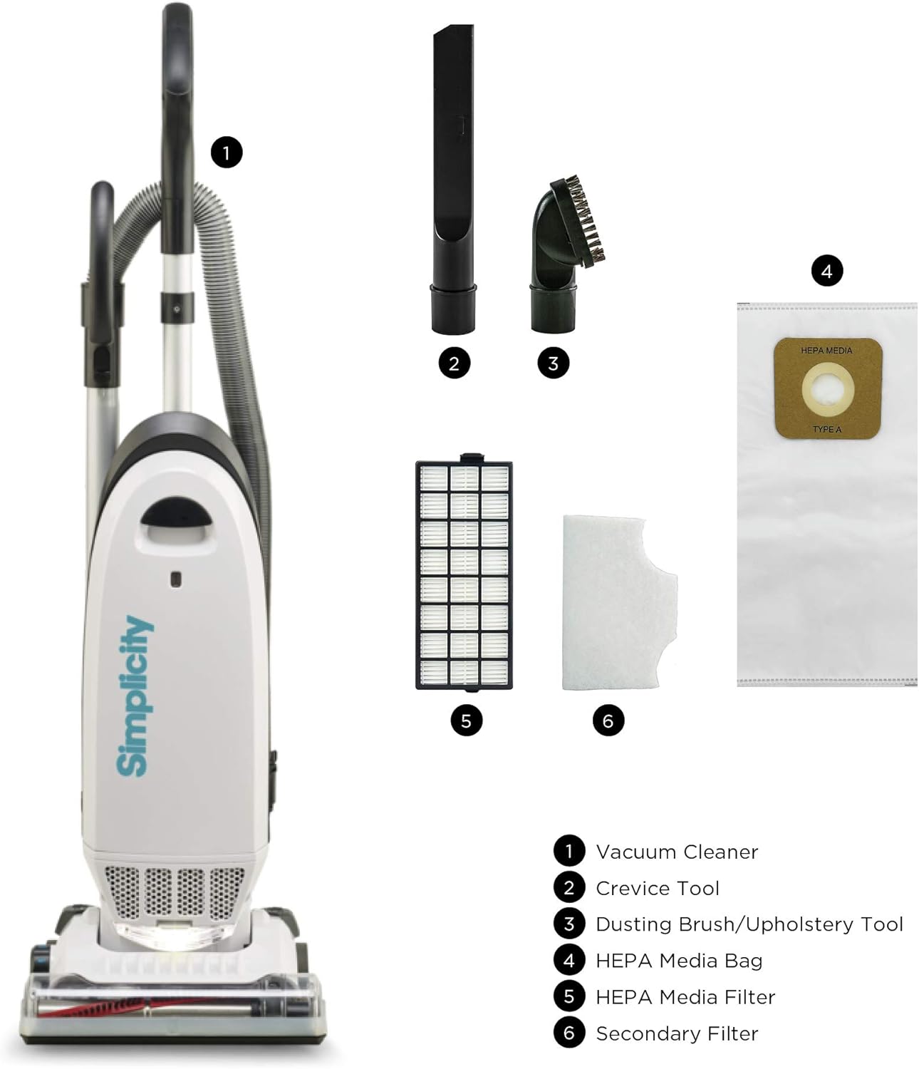Allergy Upright Vacuum for Carpet and Hardwood by Simplicity, Multi Surface Vacuum Cleaner with Certified HEPA Filter and Bag, S20EZM