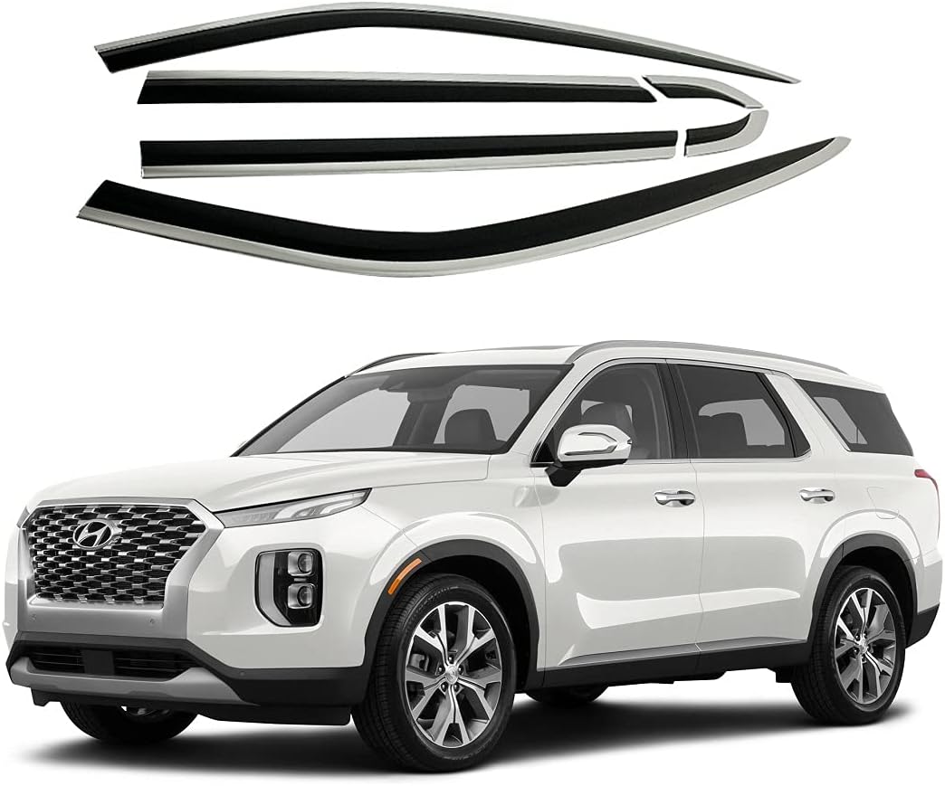 AUTOCLOVER Side Window Vent Visor 6 Piece Set for Hyundai Palisade 2019 2020 2021 2022 (Black) Pack of 2