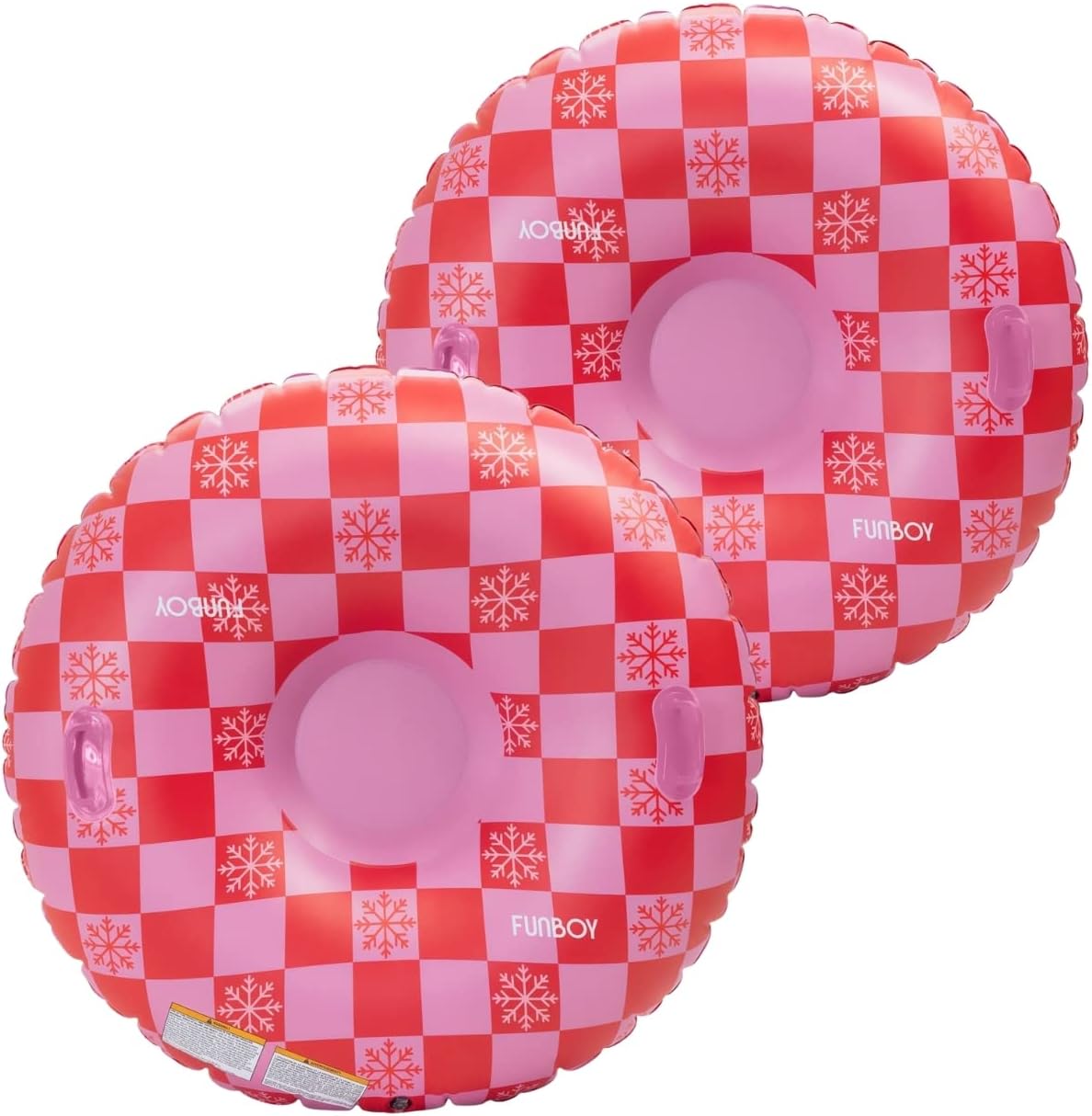 FUNBOY Giant Inflatable Luxury Retro Plaid Snow Tube, Winter Snow Sled, Perfect for Holiday Adventures Pack of 2