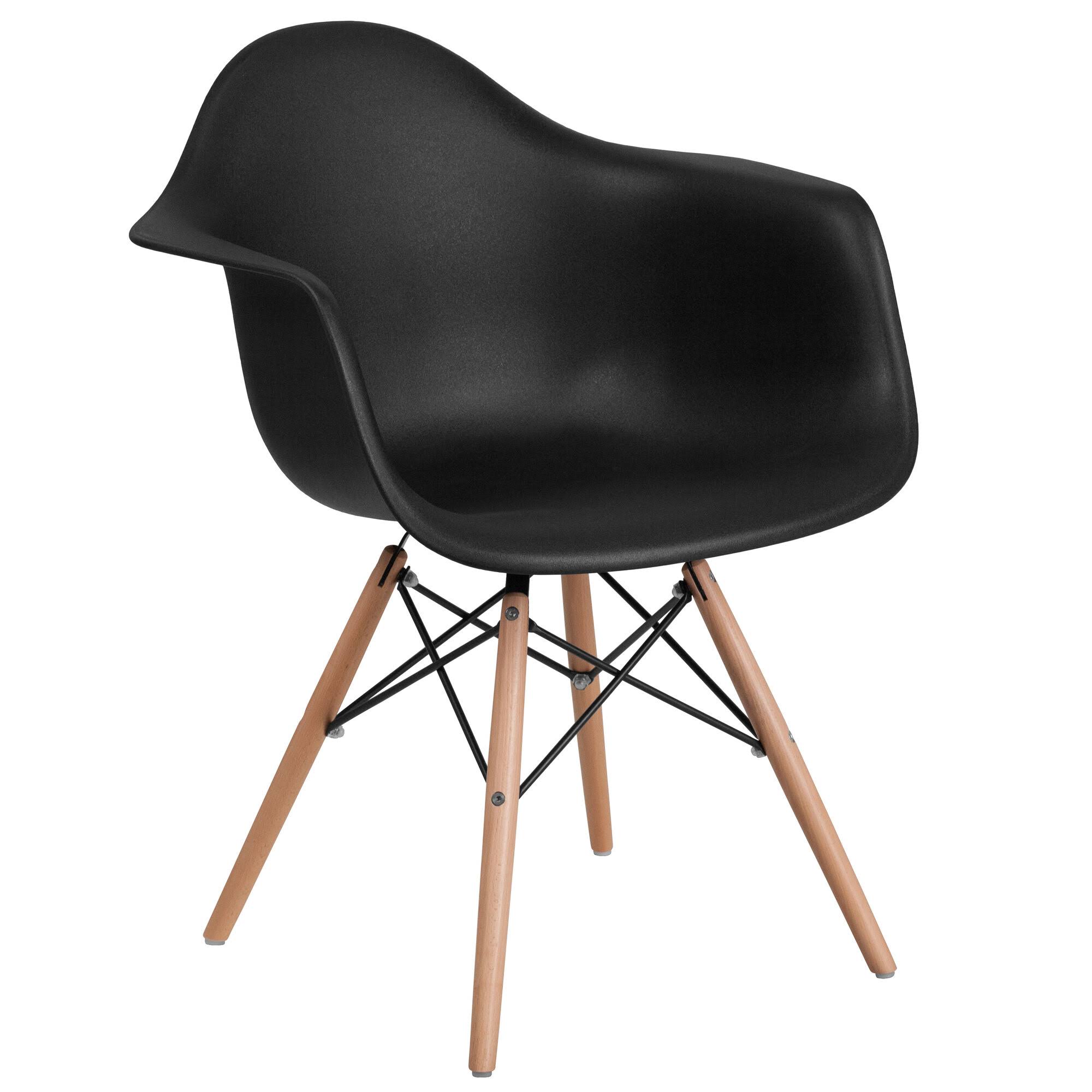 Flash Furniture Alonza Series Plastic Chair with Wood Base - Black