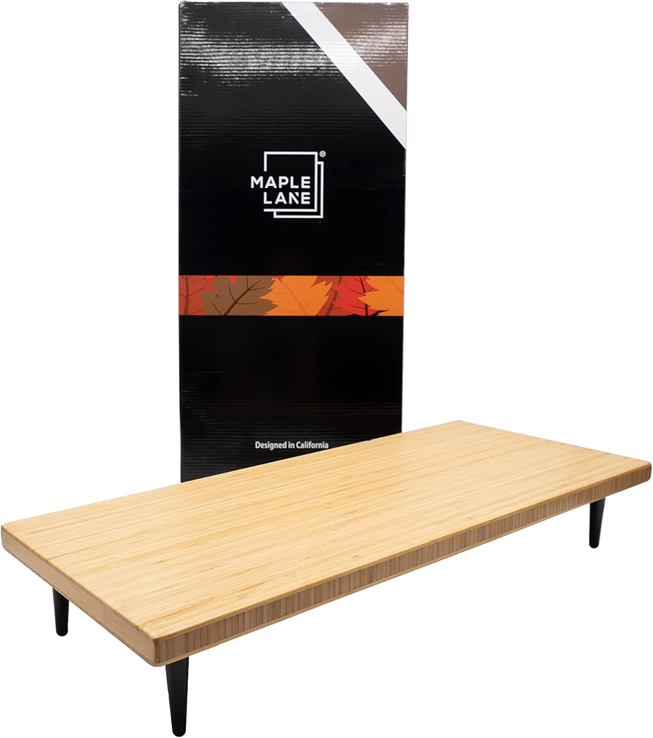 Bamboo Monitor Stand Riser - Wood Monitor Stand - Monitor Stand - Monitor Riser - Monitor Riser Wood - Desk Shelf - Laptop Stand - Laptop Riser - Computer Monitor Stand - Polished Aluminum Legs Pack of 2