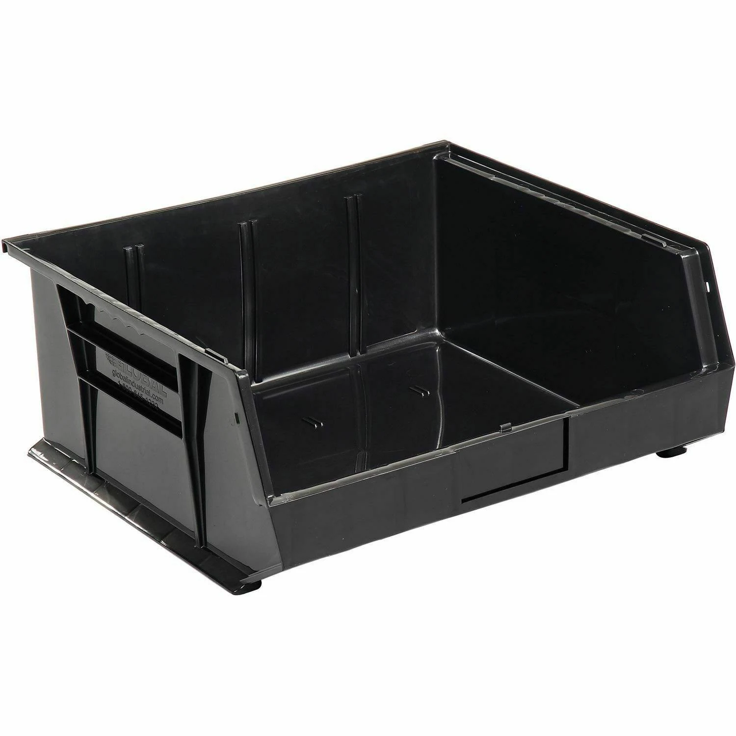Global Industrial Plastic Stack u0026 Hang Bin, 16-1/2x22W x 14-3/4x22D x 7x22H, Black - Pkg Qty 6