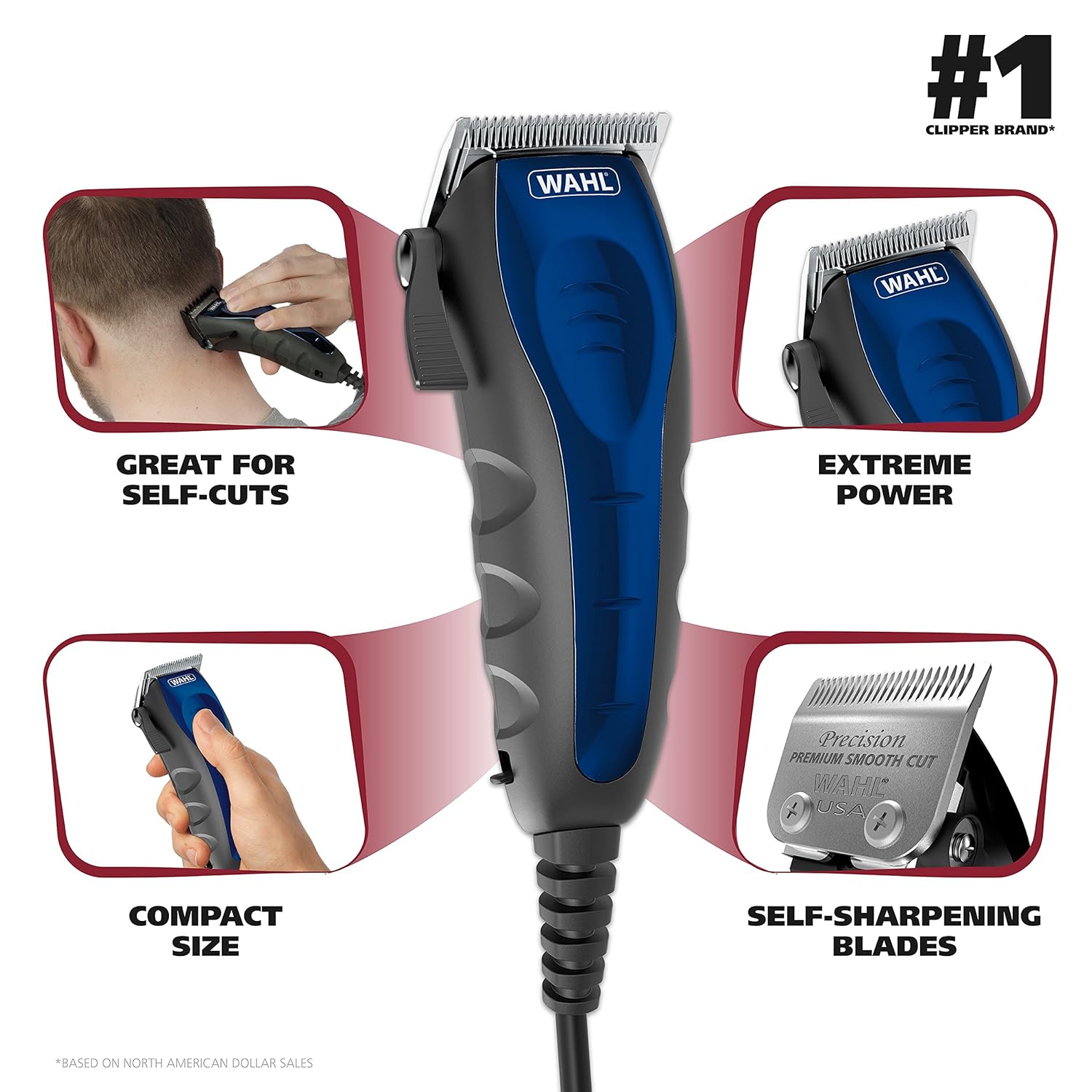 Wahl Clipper Self-Cut Compact Personal Haircutting Kit with Whisper Quiet Operation, Adjustable Taper Lever, and 12 Hair Clipper Guards for Clipping, Trimming & Personal Grooming – Model 79467 Pack of 2