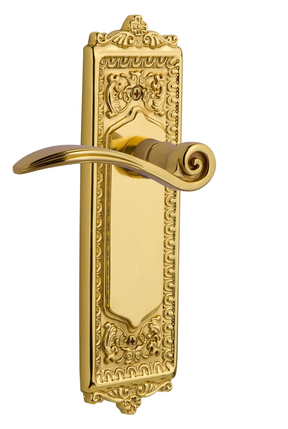 Nostalgic Warehouse EADSWN_PRV_234_NK Swan Privacy Door Lever Set with Egg u0026 Dar Polished Brass