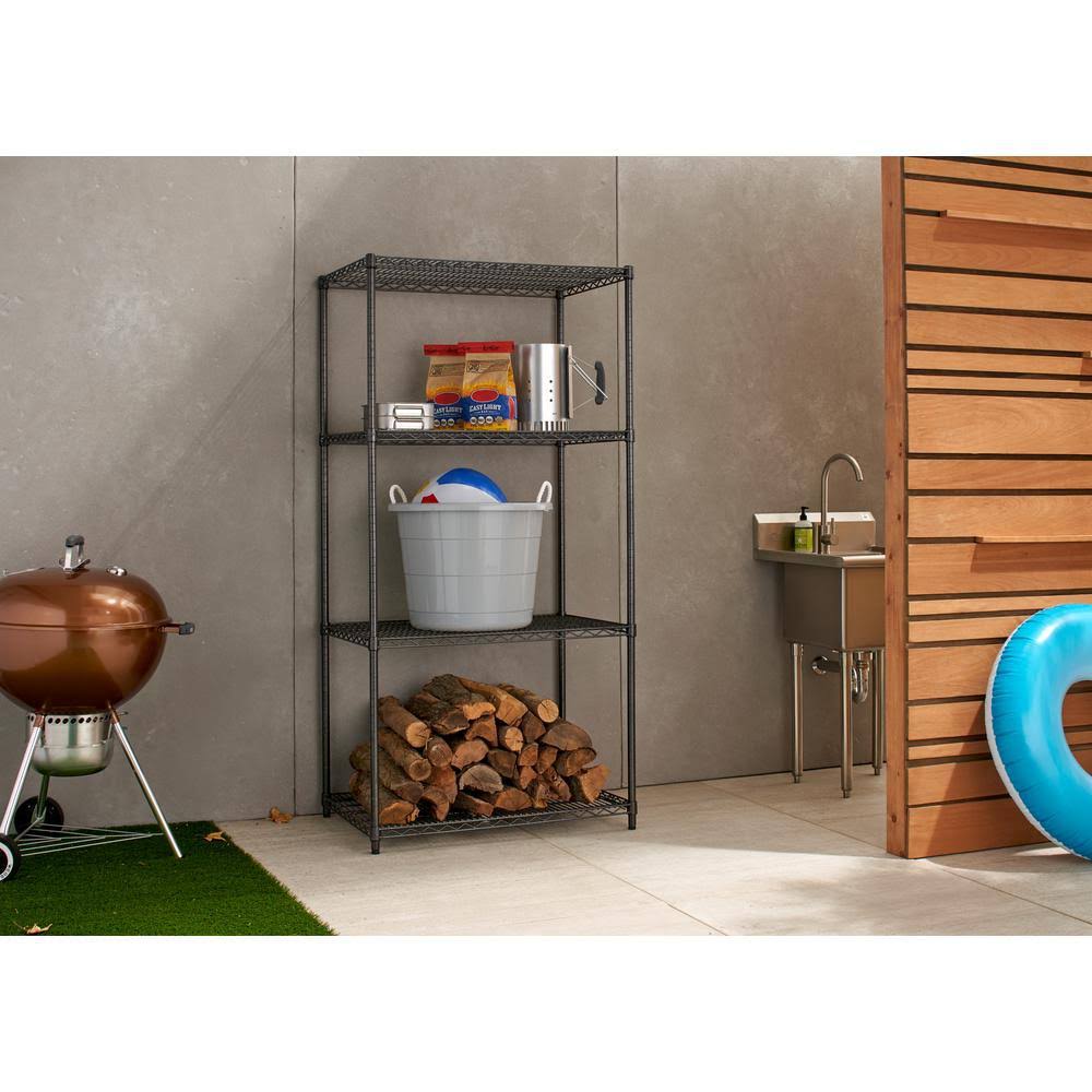 Trinity Pro 24 in. x 36 in. x 72 in. Black Anthracite 4 Tier Garage Shelving Unit TBFPBA-0922