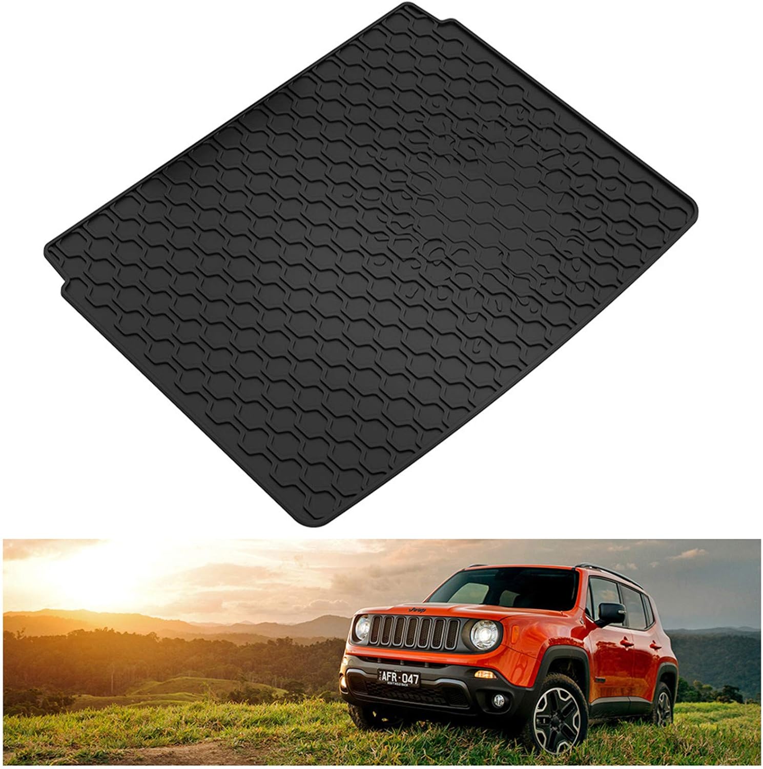 Kiwi Master Black Floor Liners Mats Compatible with 2015-2022 Jeep Renegade Accessories Front & 2nd Seat All-Weather Slush Liner Mat
