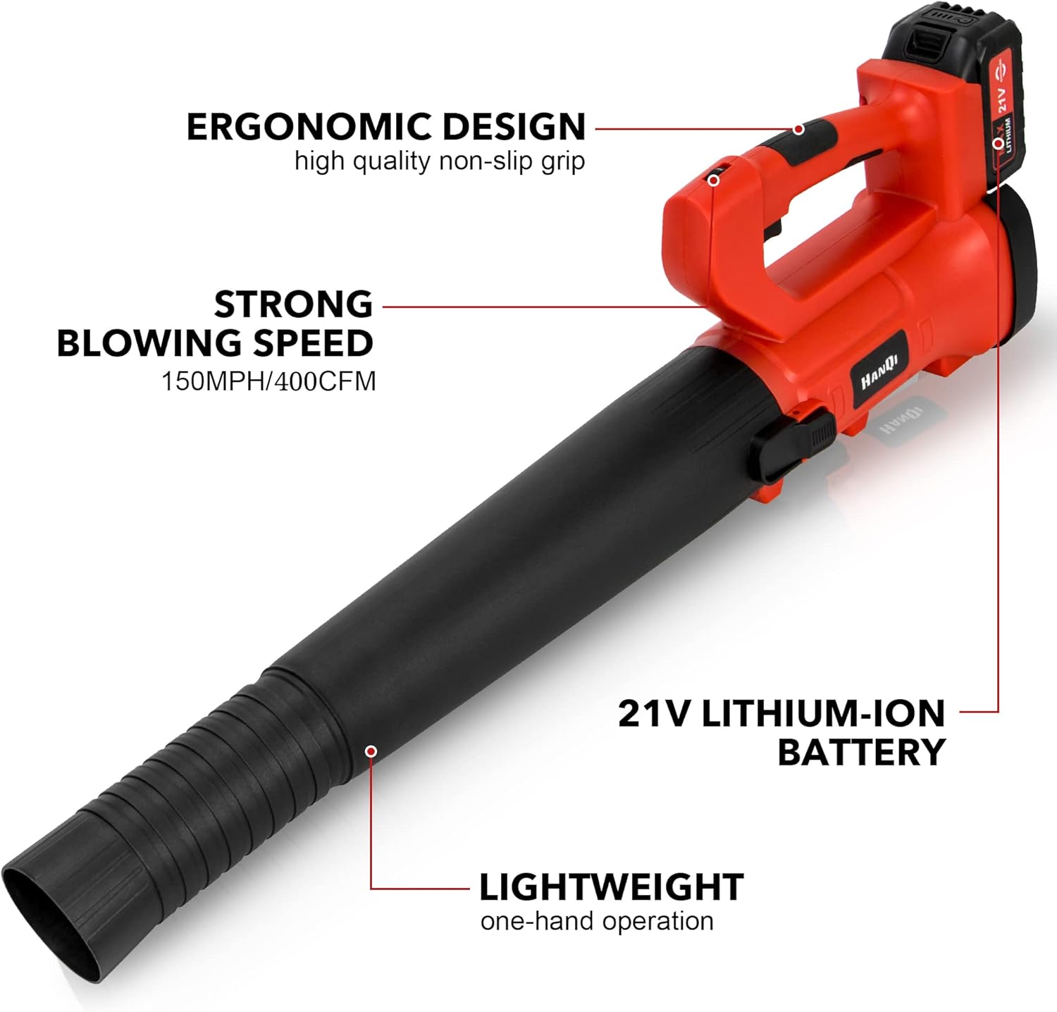 Cordless Leaf Blower 400CFM 6-Speed 150 MPH with Two 4.0Ah Battery & Charger Electric Handheld Leaf Blower for Lawn Care Sweeping Snow and Surface Dust Cleaning