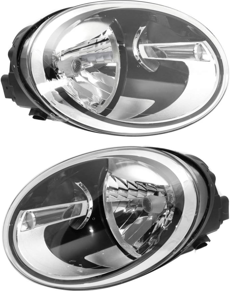CarLights360: For Volkswagen Beetle Headlight 2012 13 14 15 16 17 2018 Pair Driver and Passenger Side W/Bulbs Black Housing CAPA Certified Replaces VW2502147 | VW2503147