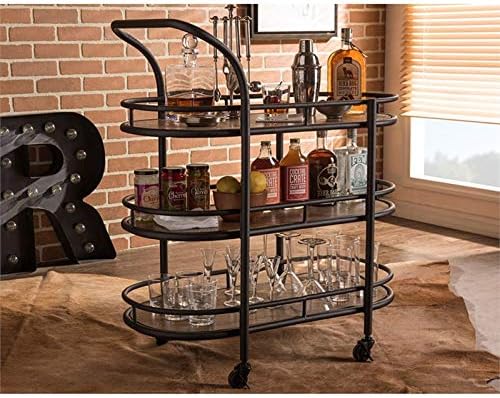 Pemberly Row Bar Cart in Brown and Antique Black
