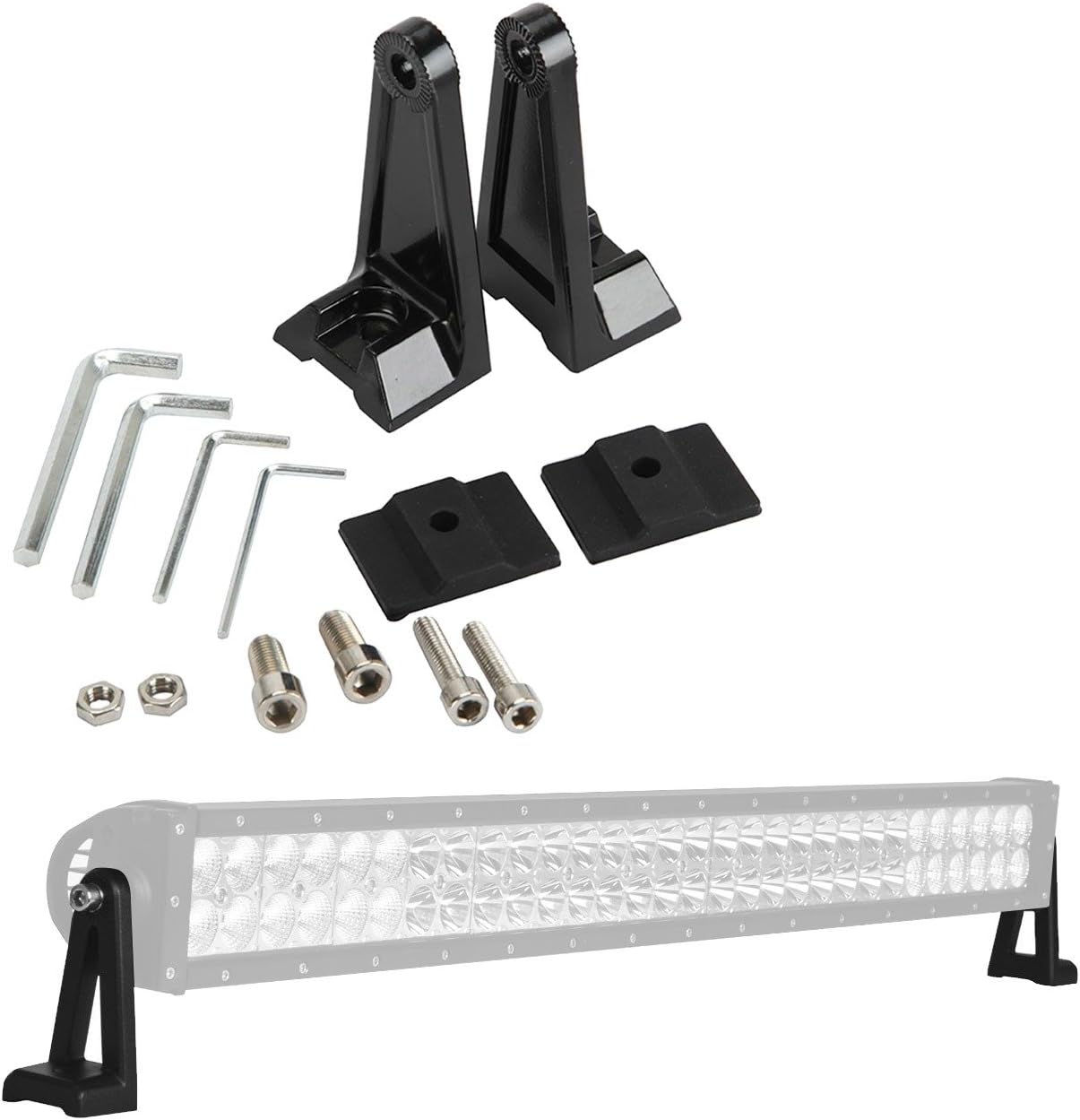 ALAVENTE Light Bar Side Brackets Universal Side Mounting Brackets Kit for Jeep Offroad Truck Mounting Double Row LED Work Light Bar (Pair, Black)