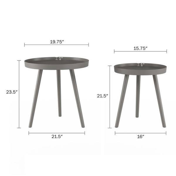 Nesting End Tables- Set of 2 Round Mid-Century Modern Accent Tab