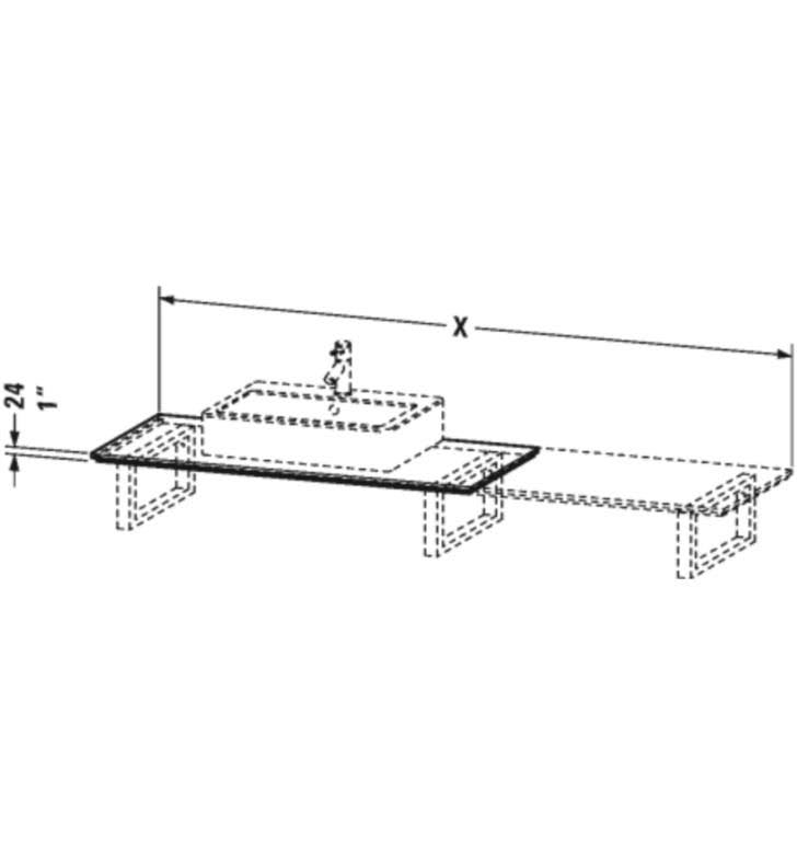 Duravit XL025F07171 X-Large 47 1/4x22 Single Console Bathroom Vanity for Back to Wall - Mediterranean Oak (Real Wood Veneer)