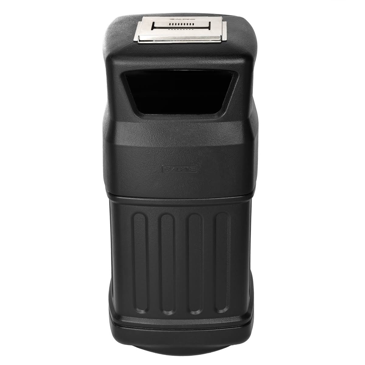 Alpine Industries ALP474-16-AU 16 Gal Outdoor u0026 Indoor Trash Can with Ash Urn Black