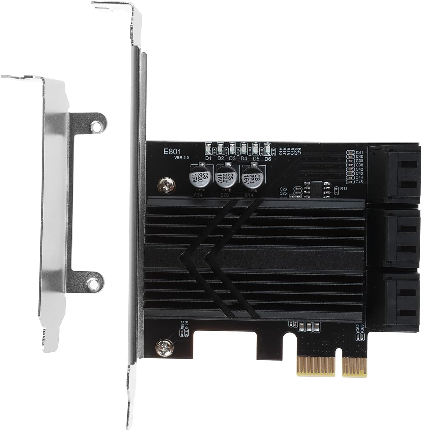 smartelf PCIe X1 SATA III Card 6 Ports ASM1166 Chip, SATA 3.0 6Gbps PCIE Controller Expansion Card Adapter with 6 SATA Cables+Thin Bracket,Non Raid Pack of 2