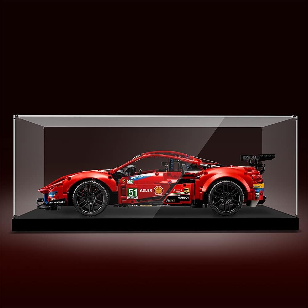 Acrylic Box with Black Acrylic Base,Self-Assembly Acrylic Display Case with lid,Dustproof Showcase,Cube Countertop Box,Display cases for collectibles,Acrylic boxes for Figures display(15.7x8x8 inch) Pack of 2