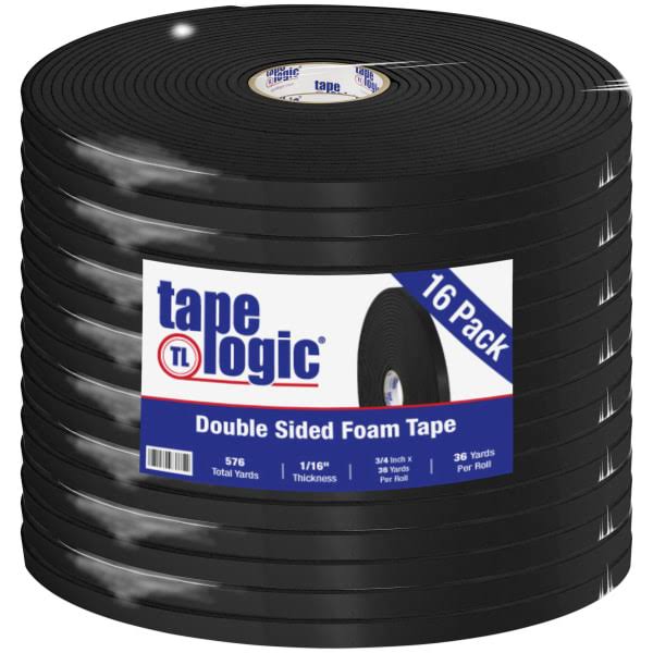 Tape Logic Double Sided Foam Tape 1/16x22 3/4x22 x 36 yds. Black 16/Case T956116