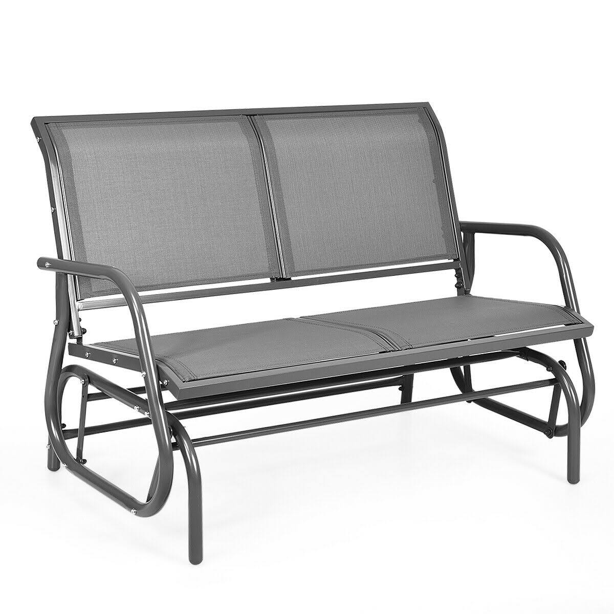 Swing Glider Chair Loveseat Rocker Lounge Backyard-Gray | Costway